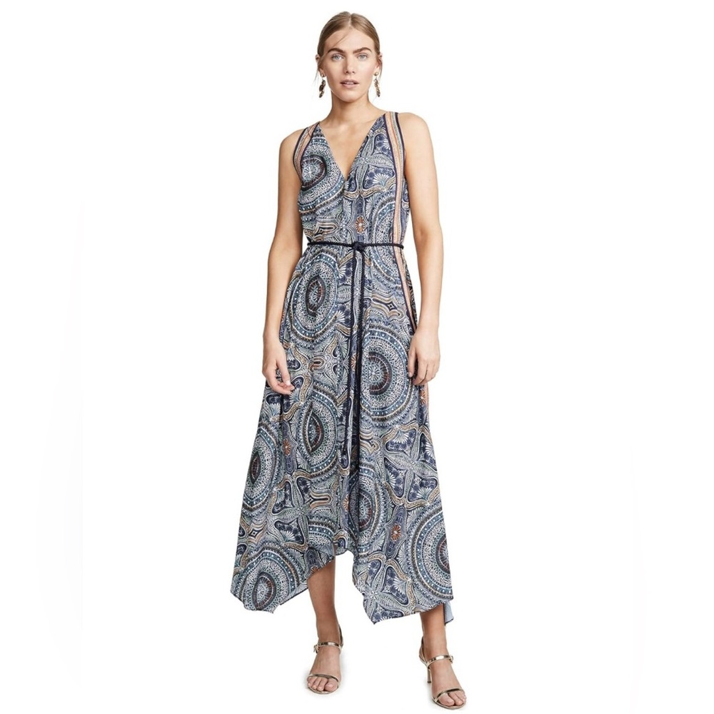 Rammy Brook Vanna Tile Maxi Asymmetrical Boho Dress Size XXS